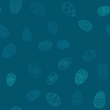 Doodle vector easter eggs chaotic seamless pattern Stock Illustration