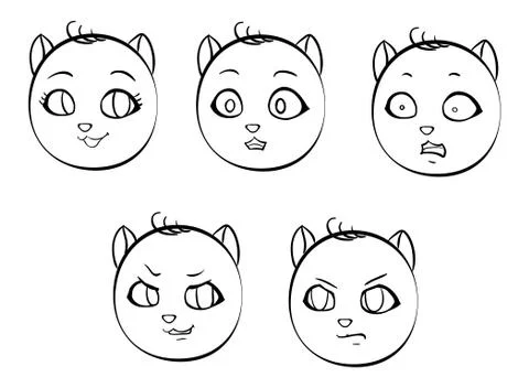 Doodle vector emoji - set of cartoon emotions Stock Illustration