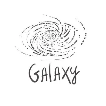 Doodle Vector galaxy with nebula, constellations and stars. Galaxy Milky Way  Stock Illustration