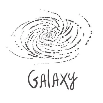 Doodle Vector galaxy with nebula, constellations and stars. Galaxy Milky Way  Illustrazione stock