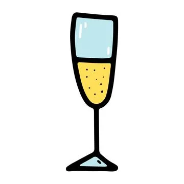 Doodle vector Glass for prosecco, champagne image Stock Illustration