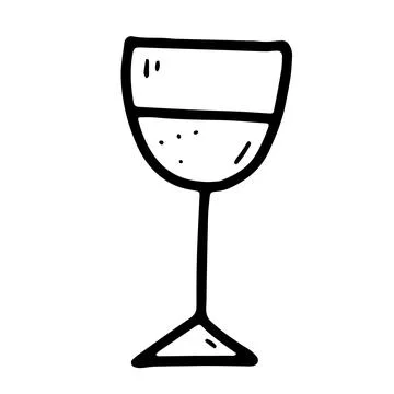 Doodle vector Glass for wine, prosecco, champagne Stock Illustration