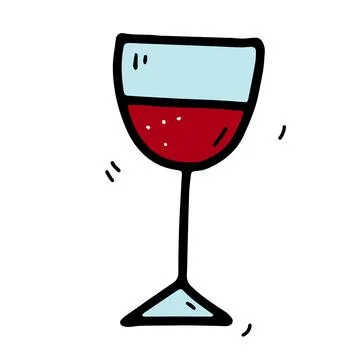 Doodle vector Glass for wine, prosecco, champagne Stock Illustration