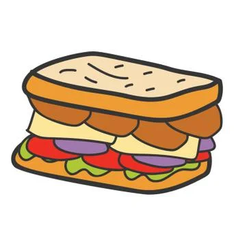 Doodle vector icon of sandwich. Stock Illustration