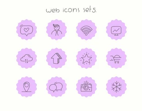 Doodle vector icons set isolated on white. Web icons set 5 스톡 일러스트
