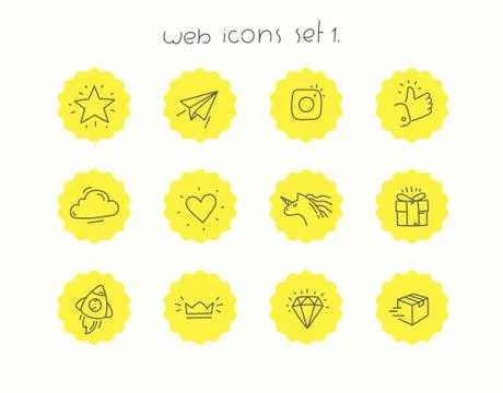 Doodle vector icons set isolated on white. Web icons set 1 イラスト素材