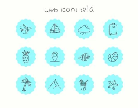 Doodle vector icons set isolated on white. Web icons set 5 스톡 일러스트