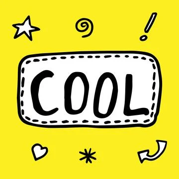 Doodle vector illustration of Cool speech bubble. Black outlined and white Stock Illustration