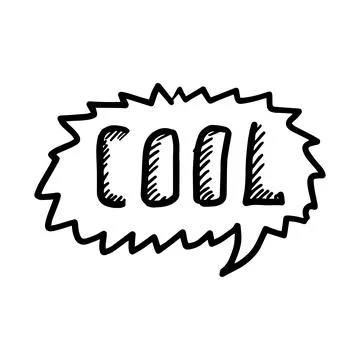 Doodle vector illustration of Cool speech bubble. Black outlined and white 스톡 일러스트