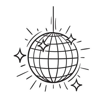 Doodle Vector Illustration of a Disco Ball in Cartoon Style Stock Illustration