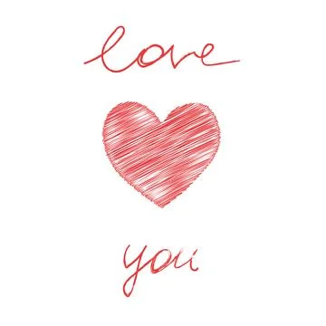 Doodle vector illustration of One beautiful bright scribble red heart isolated Stock Illustration