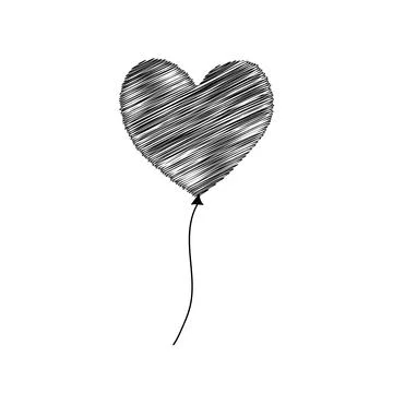 Doodle vector illustration of One beautiful black scribble balloon heart form Stock Illustration