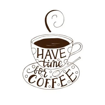 Doodle vector llustration with a cup of coffee. Stock Illustration