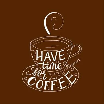 Doodle vector llustration with a cup of coffee. Stock Illustration