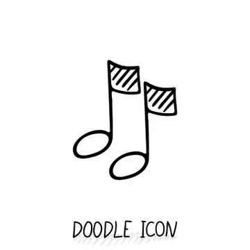 Doodle vector multimedia musical note icon. Sound button, design element Stock Illustration