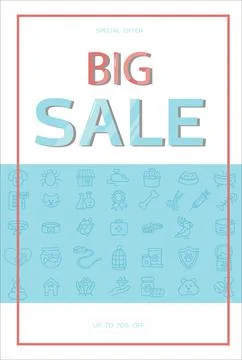 Doodle vector pet banner. Icons for the pet store, nursery. Hand drawn sketch Stock Illustration