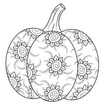 Doodle vector pumpkin with fun flourished ornament Stock Illustration