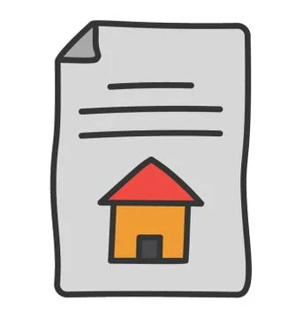 Doodle vector of real estate document icon Stock Illustration