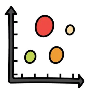 Doodle vector of scatter chart, bubble graph Stock Illustration