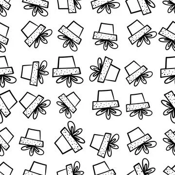 Doodle vector seamless pattern with gift boxes. Minimal background Stock Illustration