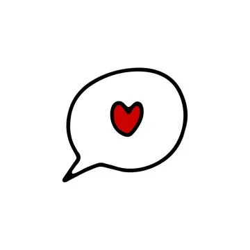 Doodle Vector speech bubble with red heart Stock Illustration
