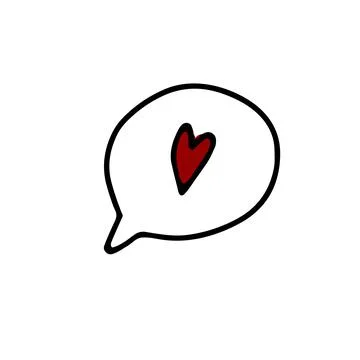Doodle Vector speech bubble with red heart Stock Illustration