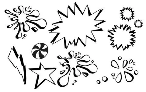 Doodle vector stars set. Shooting and falling stars. Vector illustration Illustrazione stock