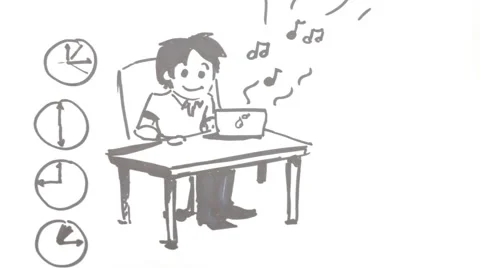 Doodle video. Man sitting at the table Stock Footage 50811848