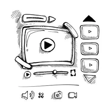 Doodle video player Stock-Illustration