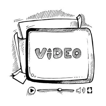 Doodle video player Stock Illustration