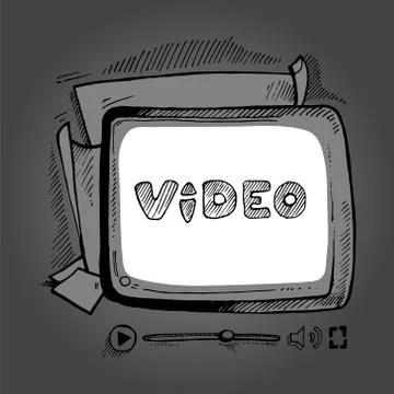 Doodle video player Stock Illustration