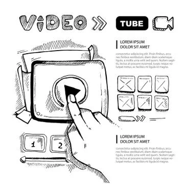 Doodle video player Stock Illustration