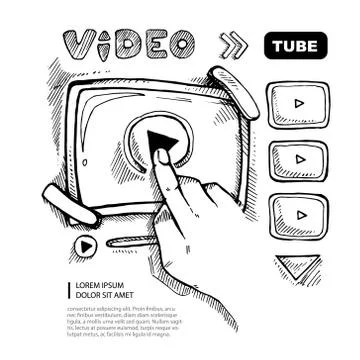 Doodle video player Stock-Illustration