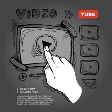 Doodle video player Stock Illustration