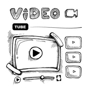 Doodle video player Illustrazione stock