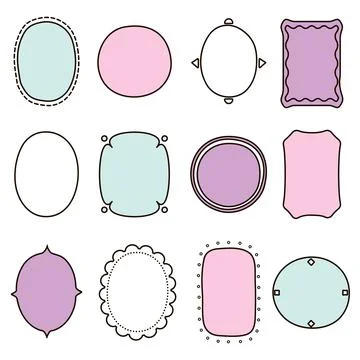 Doodle vintage line frames set Stock Illustration