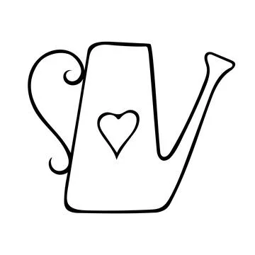 Doodle of watering can on white background Stock Illustration