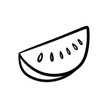 Doodle watermelon slice illustration isolated on a white background. Simple.. Stock Illustration