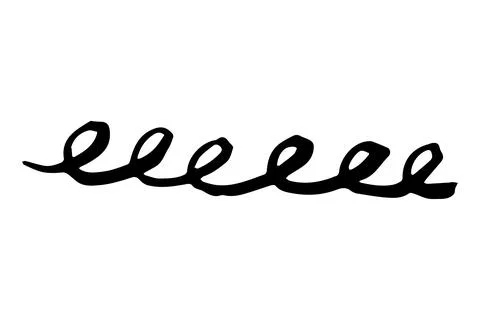 Doodle wave curl. Black scroll brush stroke Stock Illustration