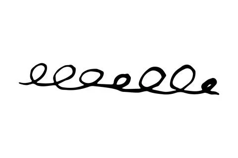 Doodle wave curl. Black scroll brush stroke Stock Illustration
