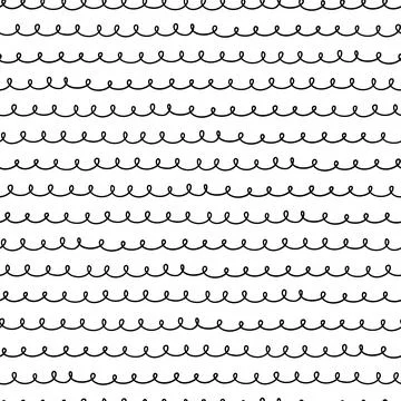 Doodle waves contour seamless pattern. Hand drawn seamless pattern Stock Illustration