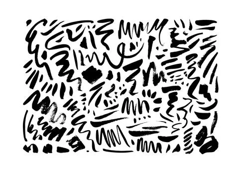 Doodle wavy brush strokes hand drawn collection. Stock Illustration