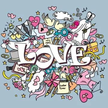 Doodle wedding Stock Illustration