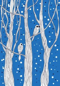 Doodle winter card Illustrazione stock