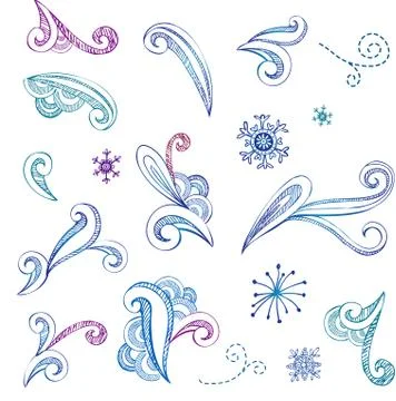 Doodle winter design elements Stock Illustration