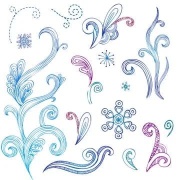 Doodle winter design elements Stock Illustration