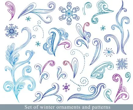 Doodle winter design elements Illustrazione stock