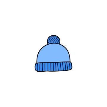 Doodle winter hat with pompon. Stock Illustration