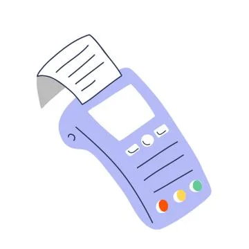 Doodle wireless Nfc Pos Terminal For Payment device with check for payment via Stock Illustration