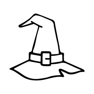 Doodle witch hat. Decorative element for Halloween design. Stock Illustration